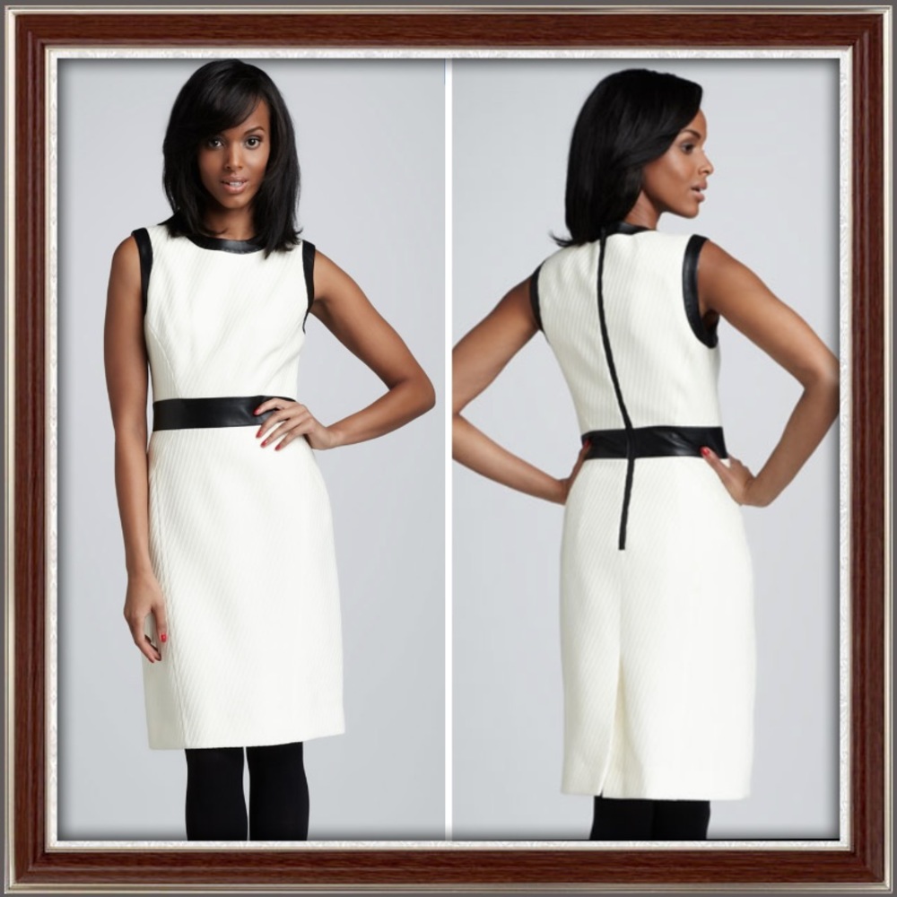 Milly of New York Leather Trim Knit Dress, Size 10 - Picture 1 of 16